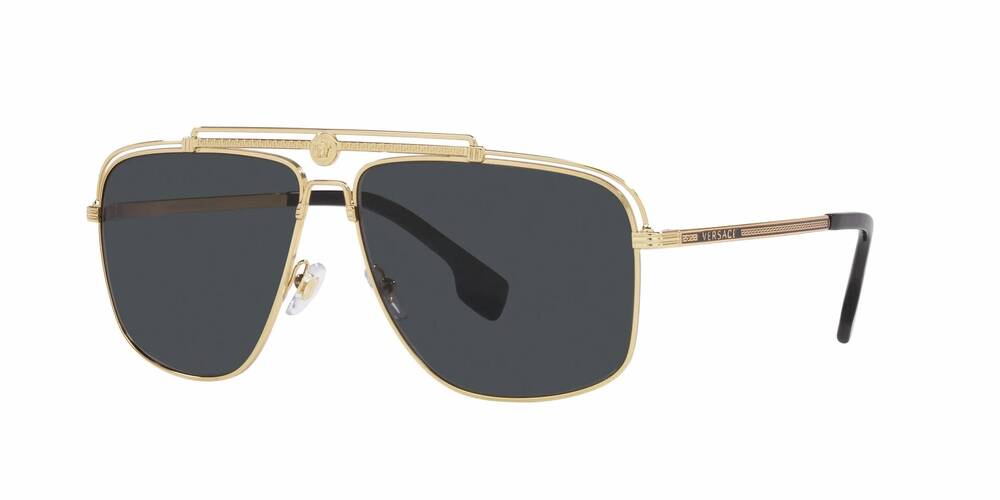 NEW VERSACE men's ve2242 rectangle sunglasses in gold - dark grey